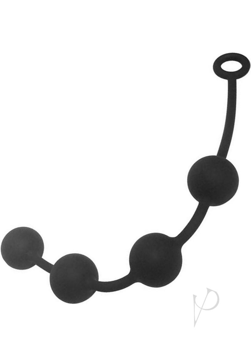 Boneyard Ass Ballz Silicone Anal Beads Medium Black in a curved design with four insertion balls made from high-quality silicone.