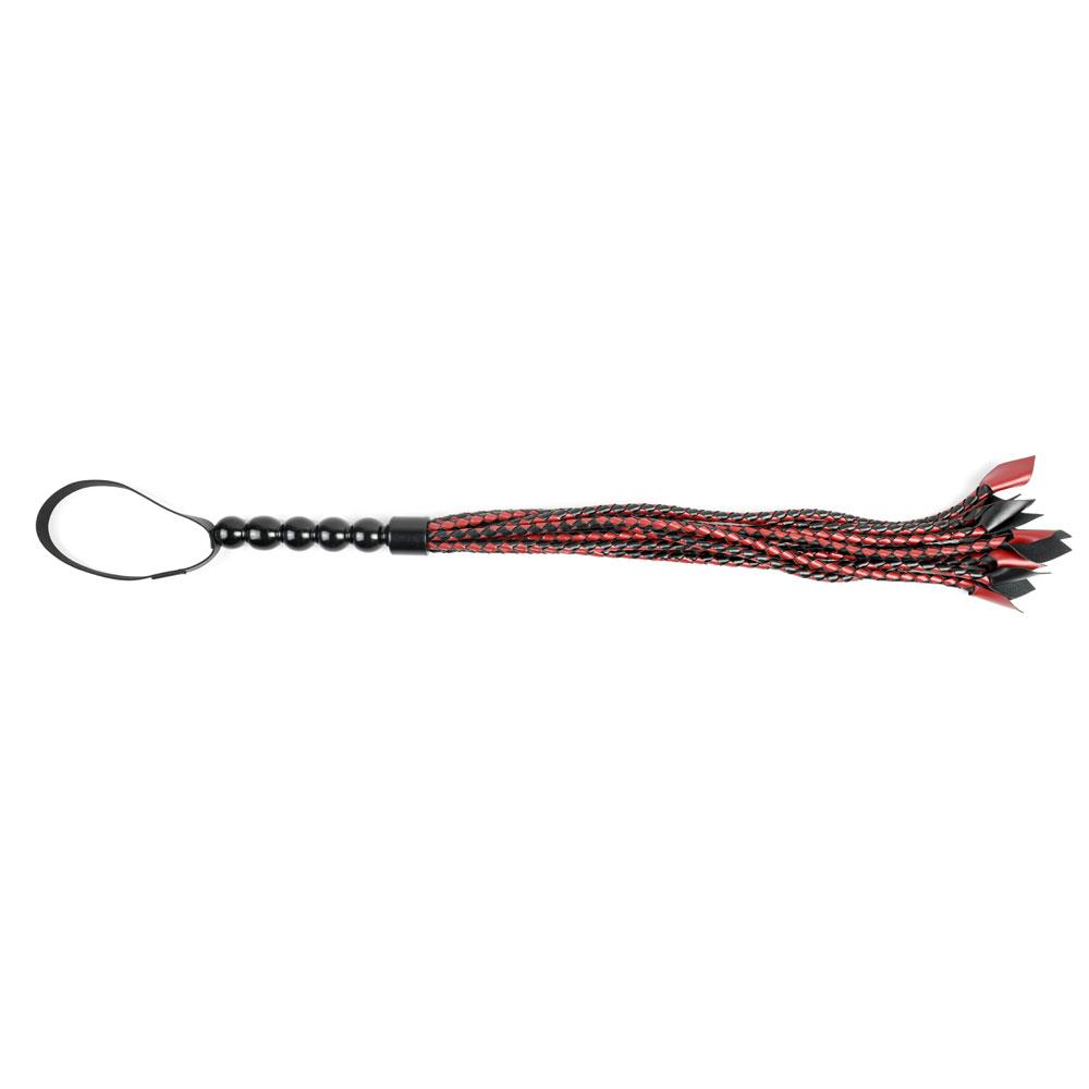 Saffron Braided Flogger featuring thick braided falls with riding crop-style tips for precise impact.