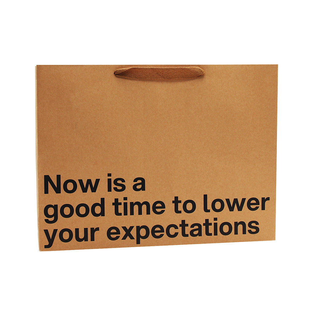 Lower Your Expectations Large Gift Bag featuring cheeky humor for memorable gift giving.