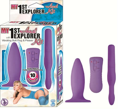 My 1st Anal Explorer Kit Lavender with vibrating butt plug and pleaser for beginners.