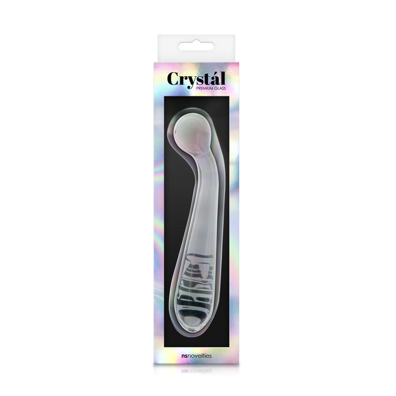 NS Novelties Crystal Glass G Spot Wand Clear in elegant packaging showcasing its sleek design.