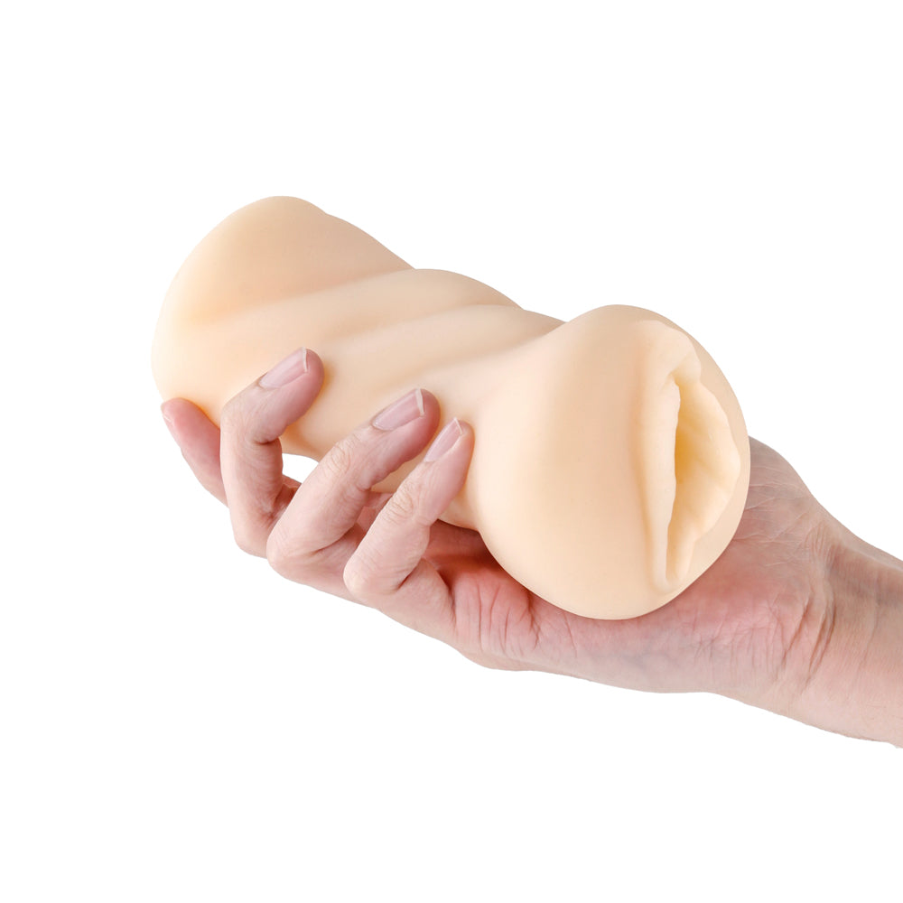 Hustler's Barely Legal Bianca Stroker White held in hand, showcasing its realistic texture for enhanced pleasure.