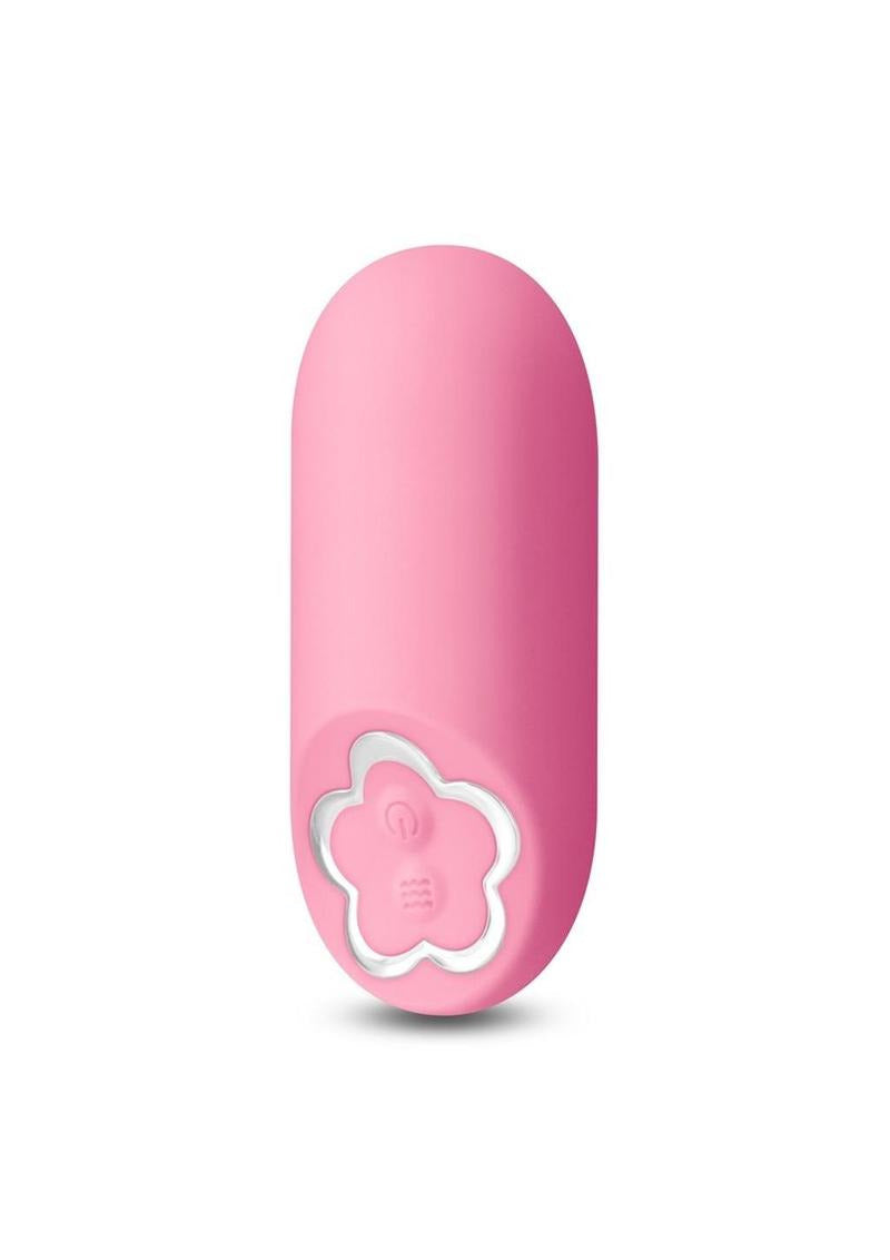 Sugar Pop Harmony Bullet Vibrator Pink in a sleek design with a flower-shaped button for easy control.