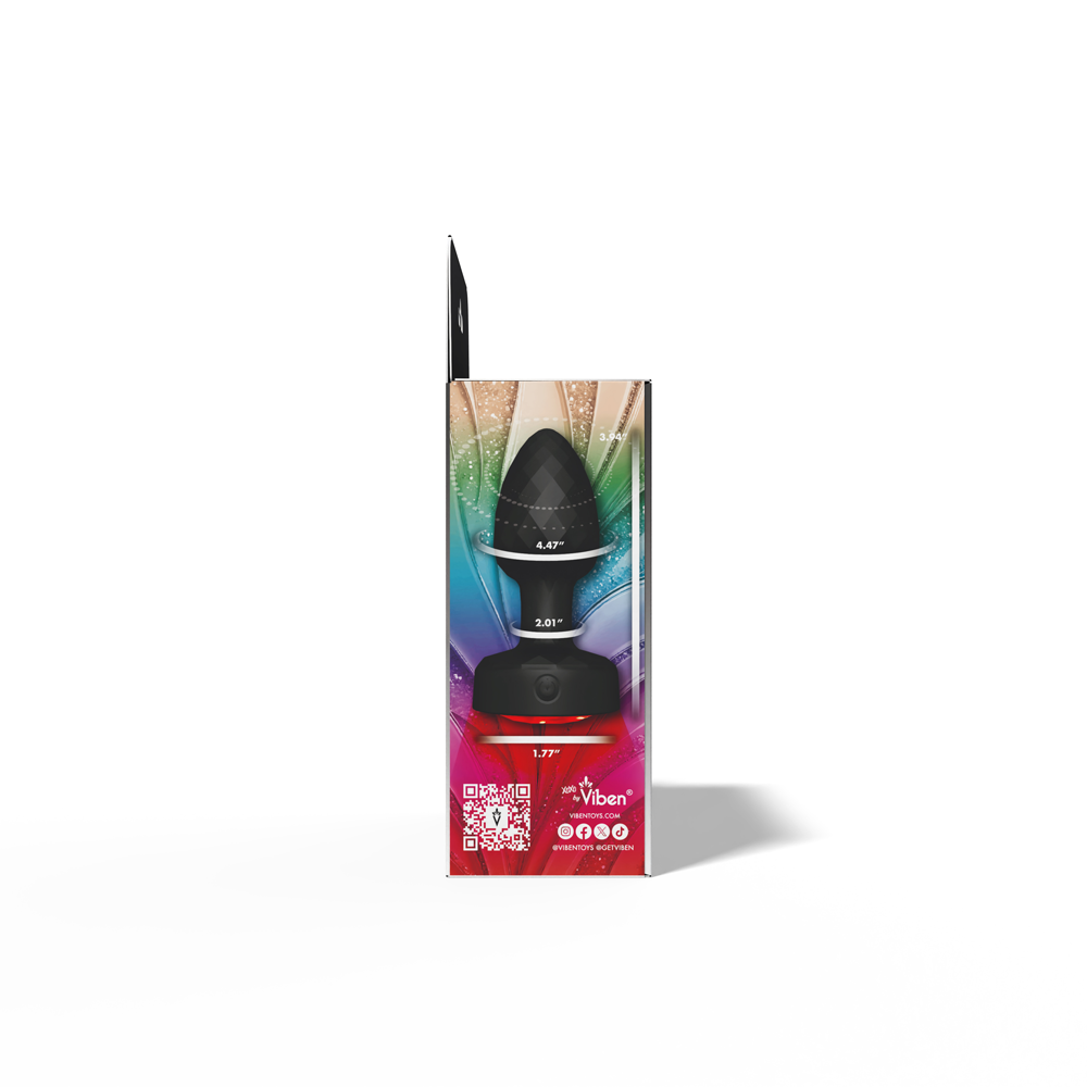 Twila Twirling Light Up Vibrating Plug With Heart Remote packaging featuring rotating plug with light and vibration functions.
