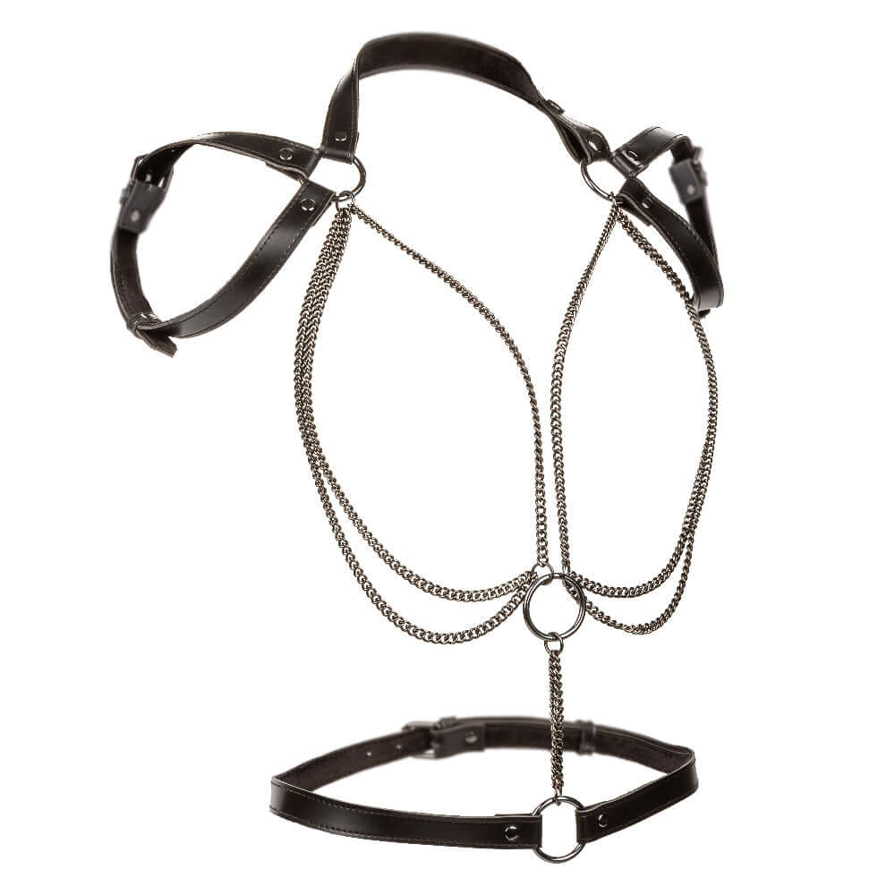 Euphoria Collection Plus Size Multi Chain Black Halter Harness on Display