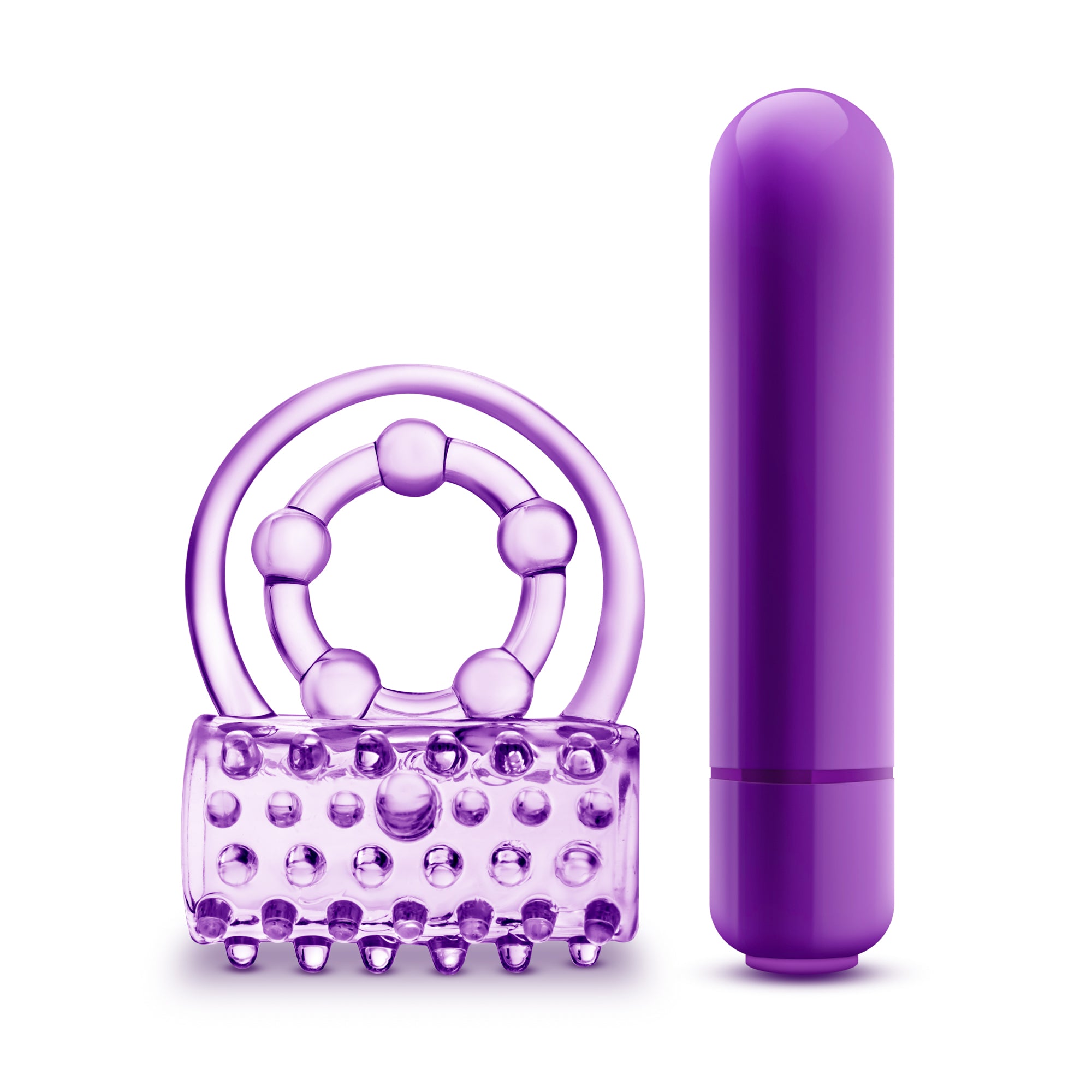 Play With Me - the Player - Vibrating Double Strap Ring - Purple-1