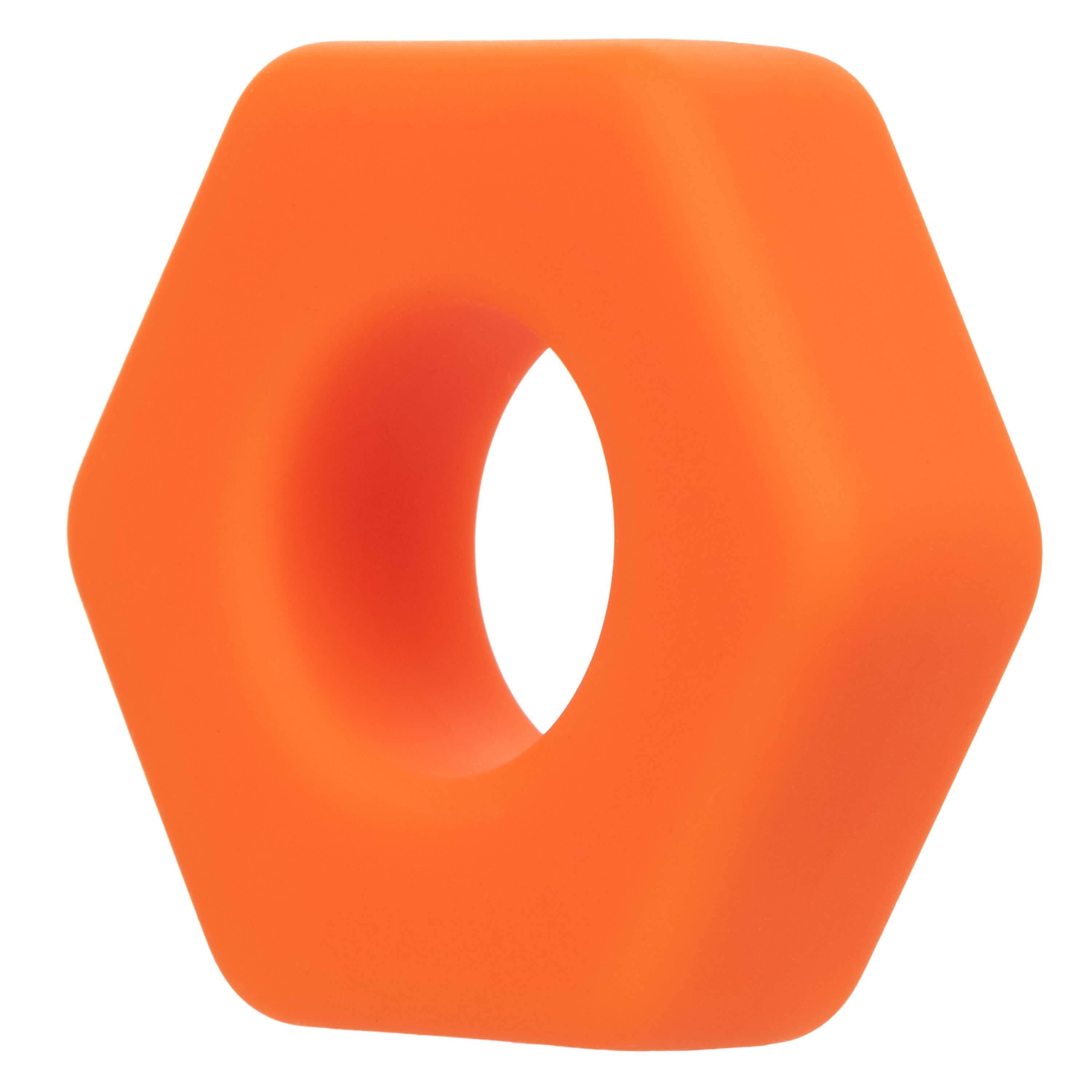 Alpha Liquid Silicone Prolong Sexagon Ring Orange in vibrant orange color, designed for comfort and durability during intimate moments.