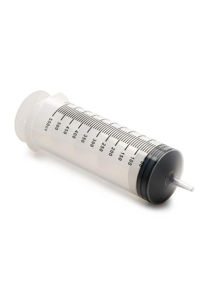 CleanStream Enema Syringe with Tube 550 ml, reusable syringe with measurement markings for precise filling.