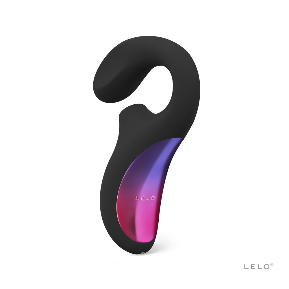 Lelo Enigma Cruise Dual Stimulation Sonic Massager Black, featuring curved design and vibrant colors for enhanced pleasure.