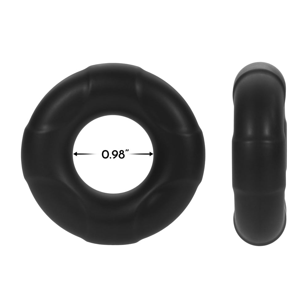 Forto F-33 Liquid Silicone Cockring Large Black with 0.98" opening for enhanced comfort and performance.
