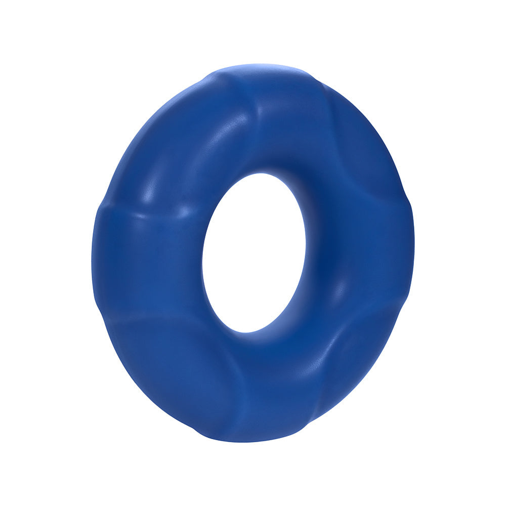Forto F-33 Liquid Silicone Cockring Medium Blue with soft finish for comfort and durability.