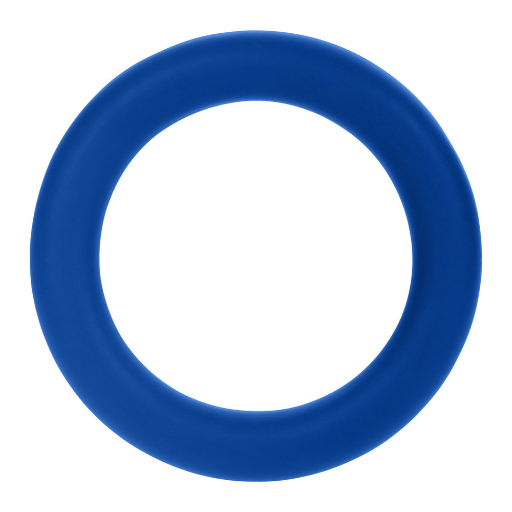 Forto F-61 3-piece Silicone Cockring Set Blue displayed in a single blue silicone ring.
