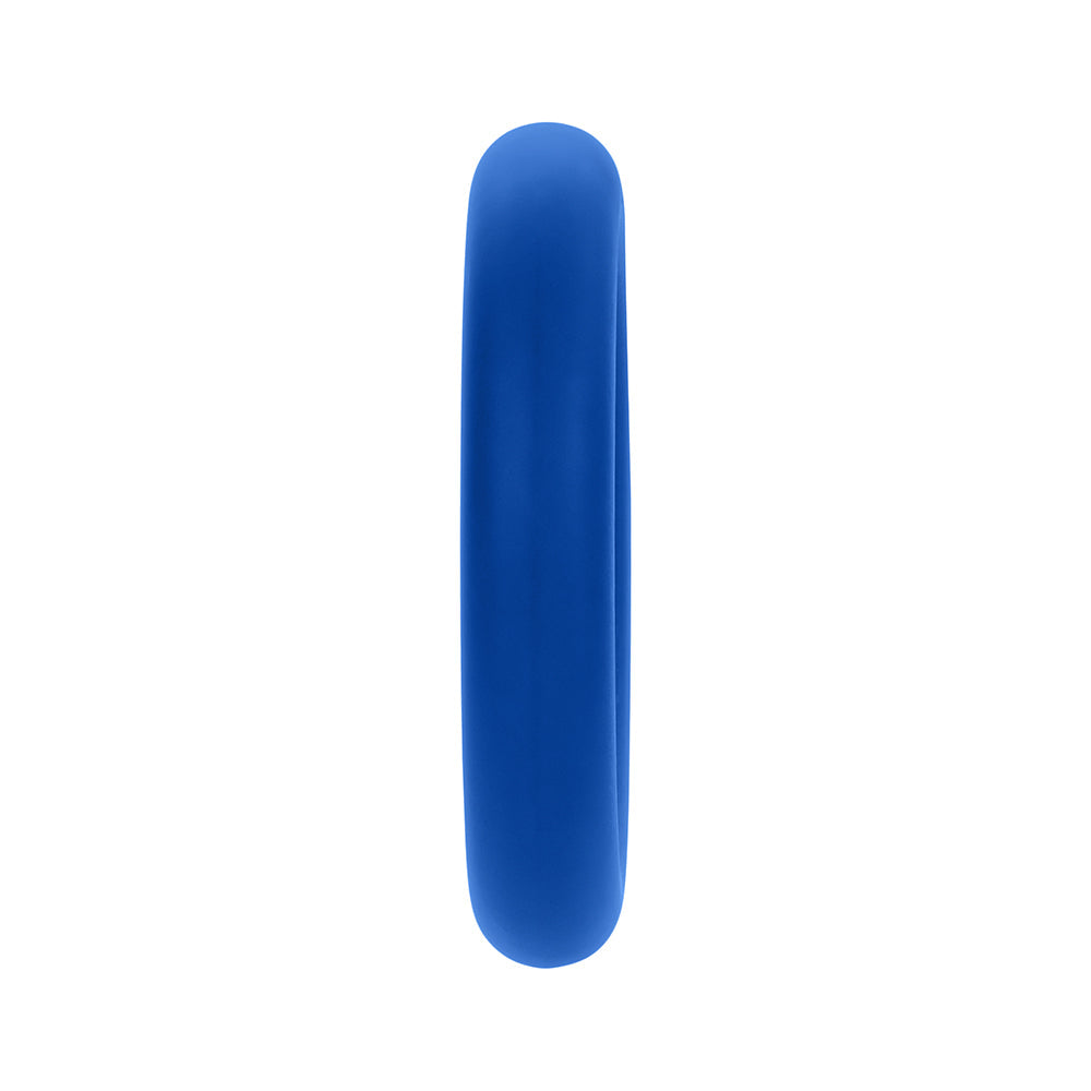 Forto F-61 3-piece Silicone Cockring Set Blue - close-up of a blue silicone cockring