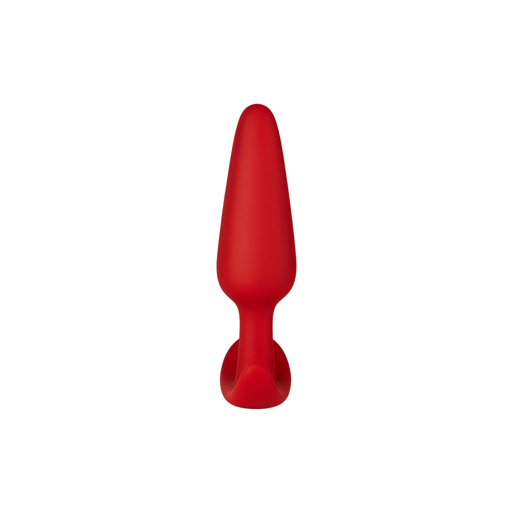 Forto F-31 Silicone Anal Plug Small Red in a sleek tapered design for comfort and ease of use.