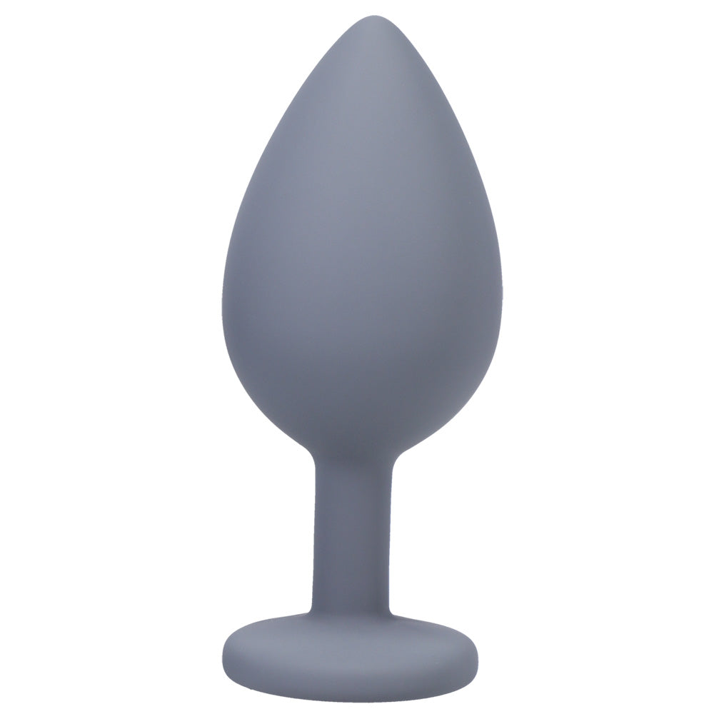A-Play Silicone Anal Trainer Set 3 Piece Grey spade-shaped butt plug in grey for gradual anal play.