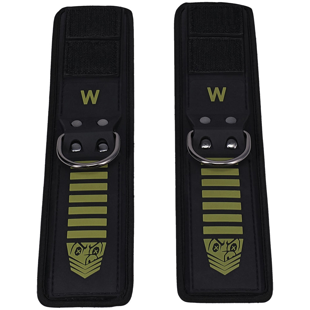 Fort Troff Tactical Wrist Cuffs Black Green showing buckle-free design with Velcro fastening and neoprene padding.