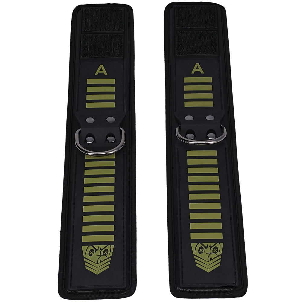 Fort Troff Tactical Ankle Cuffs Black Green featuring advanced hook-and-loop fastening technology and neoprene padding.