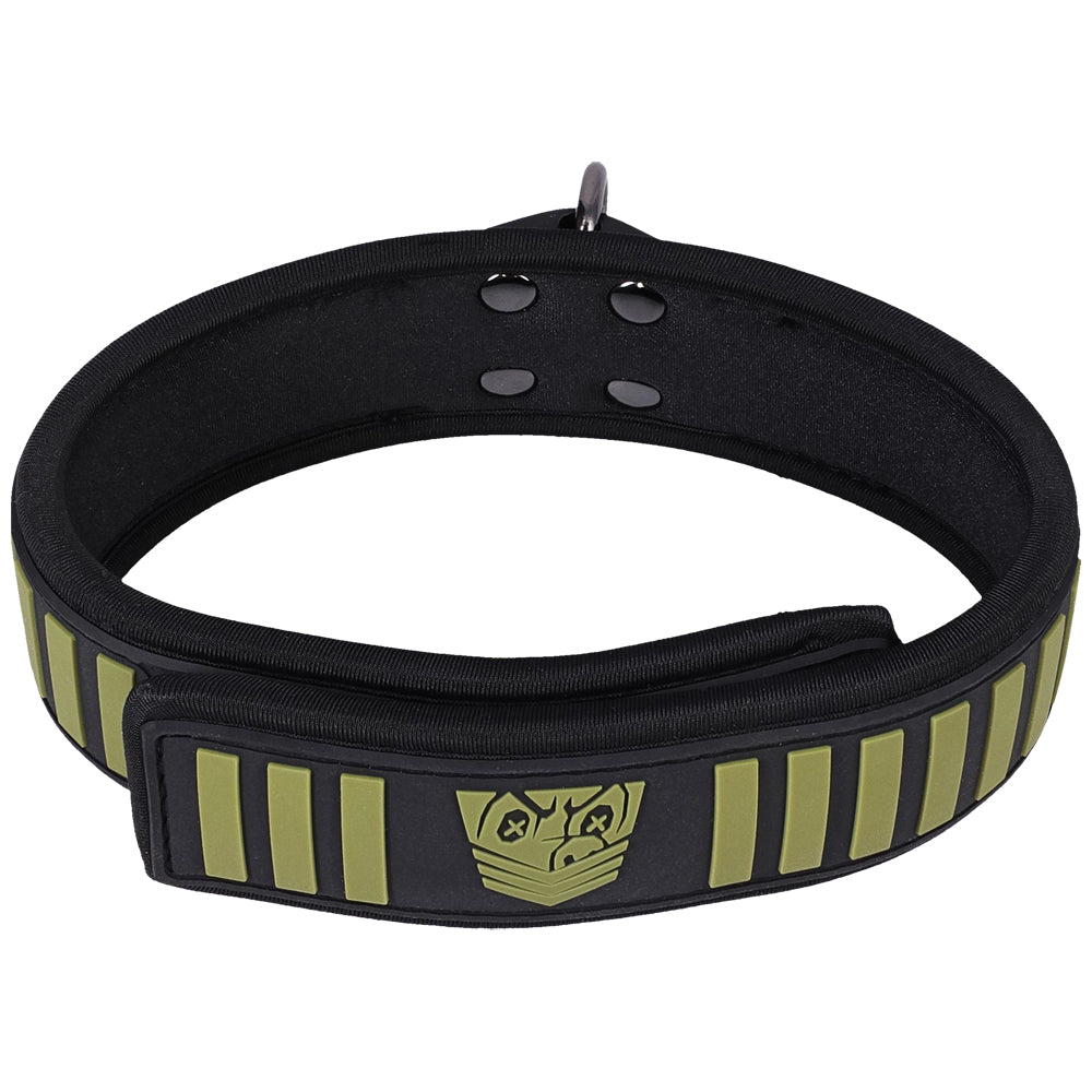 Fort Troff Tactical Collar & Leash Black Green showcasing tactical design and cushioned neoprene padding.