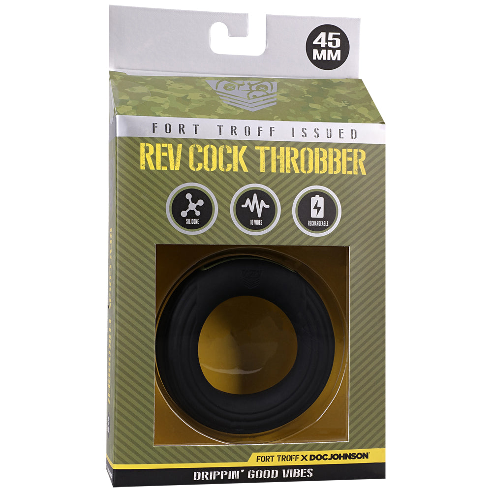 Fort Troff Rev Cock Throbber Black packaging showcasing its features and sleek design.