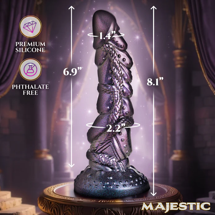 Creature Cocks Ilias Elf Silicone Dildo showcasing premium silicone design with intricate details and measurements.