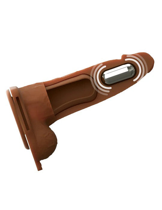 Fantasy X-Tensions Elite 6" Vibrating Hollow Silicone Strap-on - Brown-5