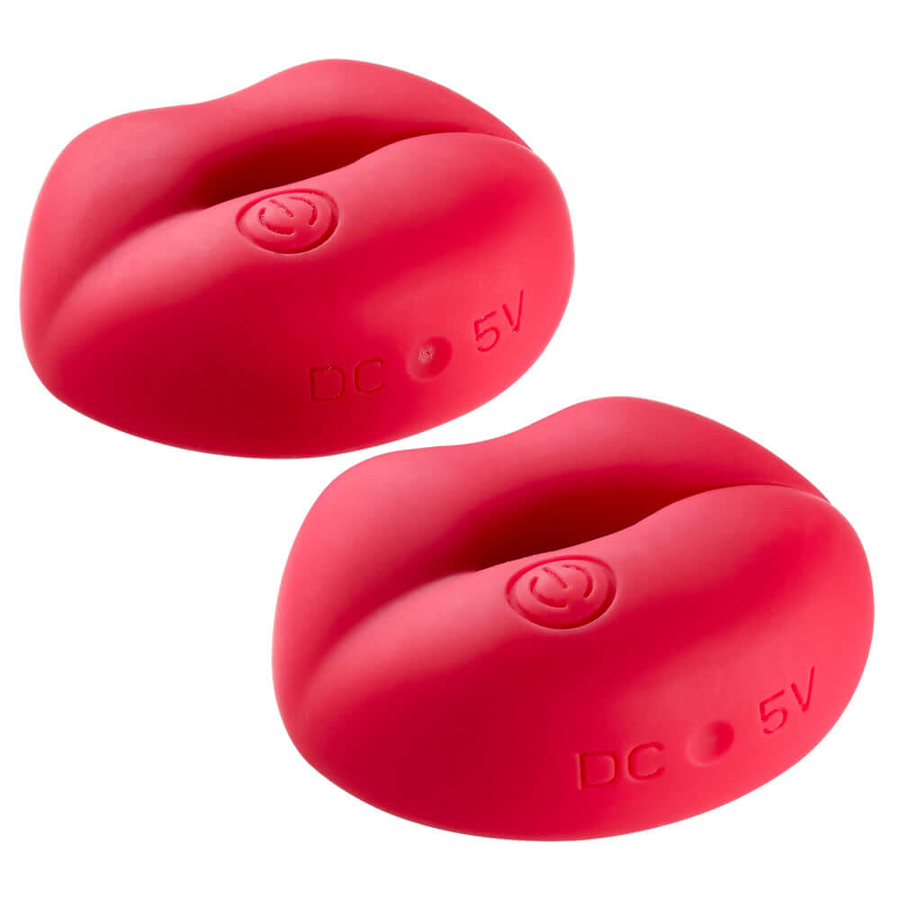 Naughty Lips Vibrating Nipple Clamps featuring sleek design and powerful vibration modes for custom stimulation.