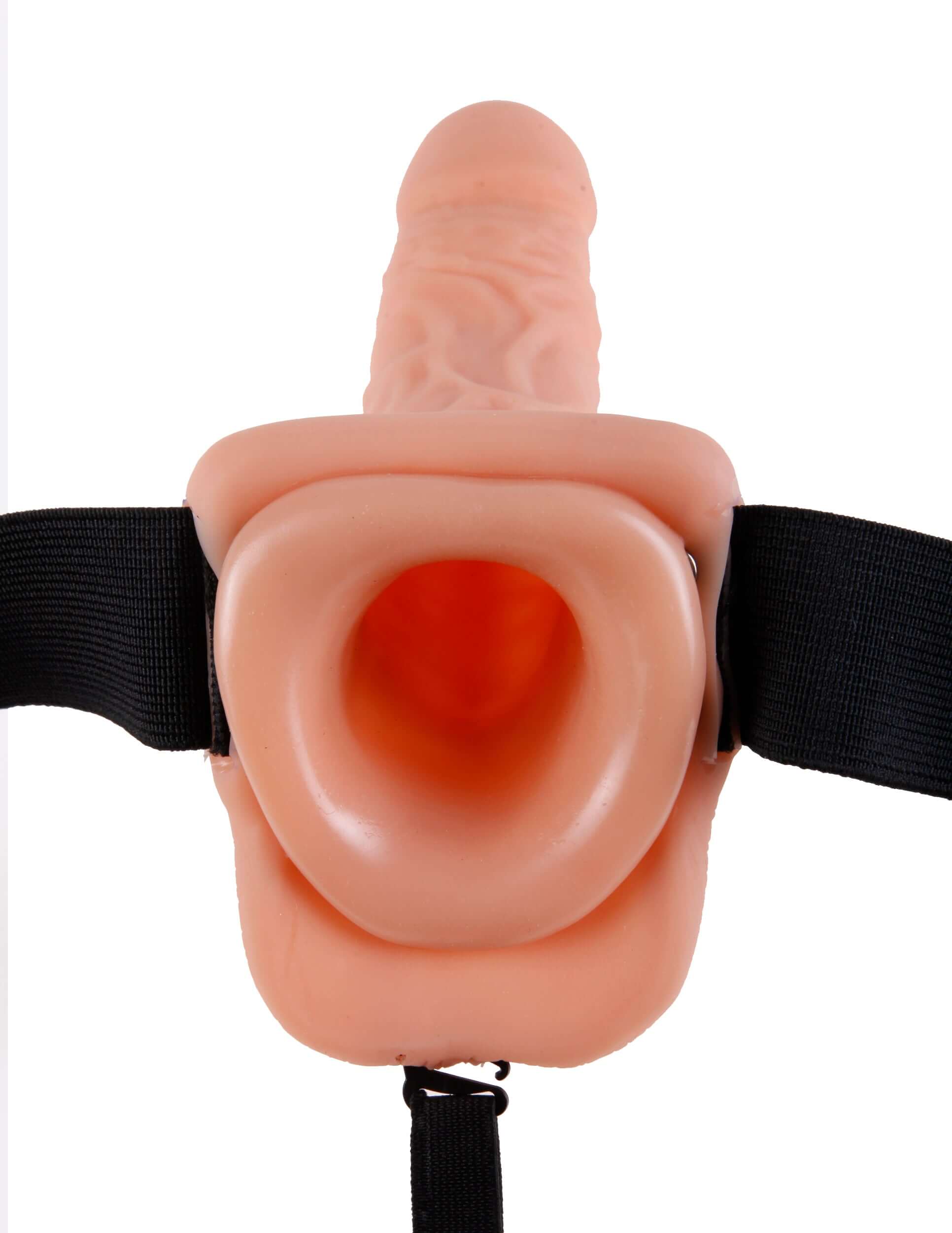 Fetish Fantasy Series 7-Inch Vibrating Hollow Strap-on With Balls - Flesh-0