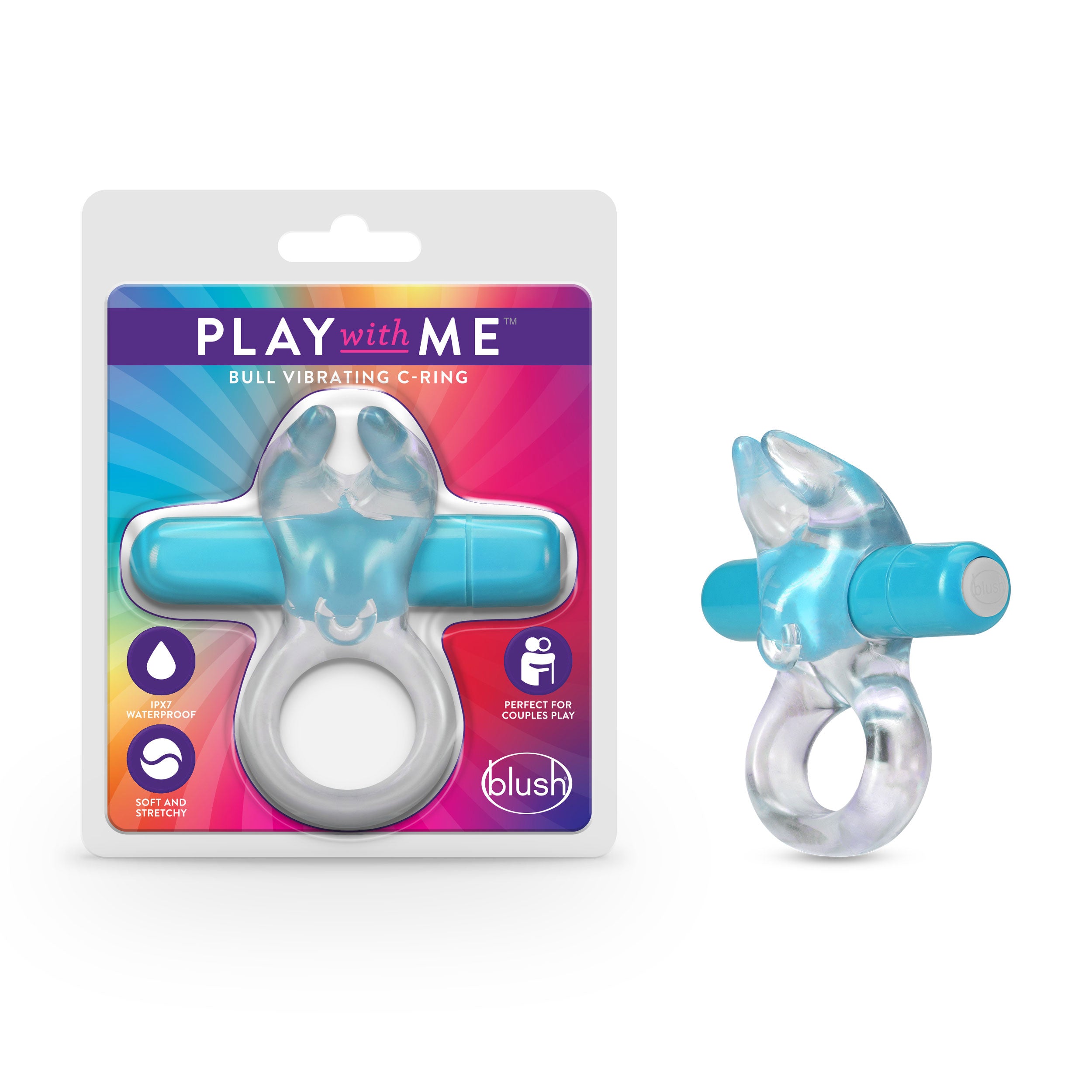 Play With Me – Bull Vibrating C-Ring - Blue-5