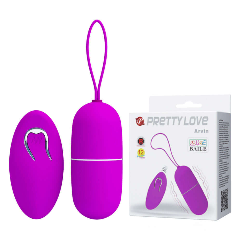 Pretty Love Remote Control Bullet Arvin in purple design with packaging, ideal for discreet stimulation.