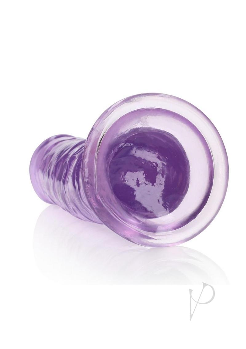 RealRock Crystal Clear Straight Dildo 11 inch Purple - sleek purple silicone dildo with crystal-clear appearance