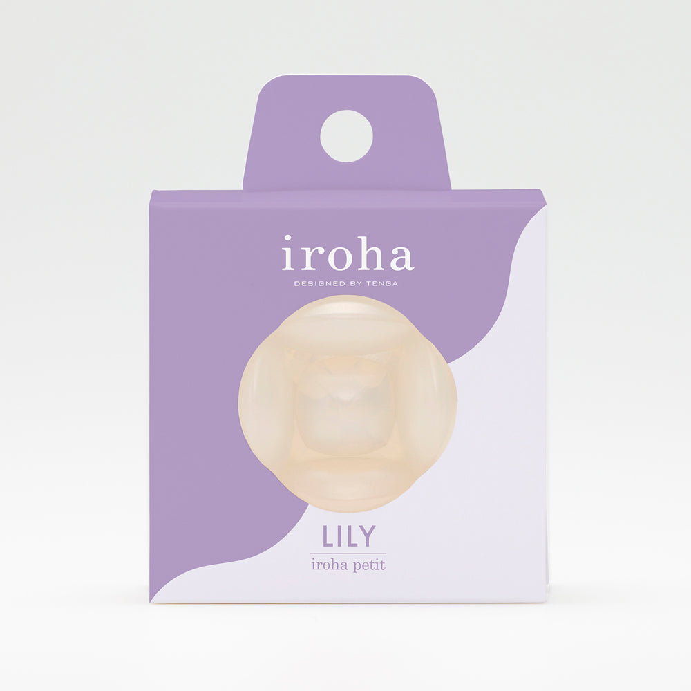 Iroha Petit Lily Disposable Clitoral Stimulator Clear packaging on display.