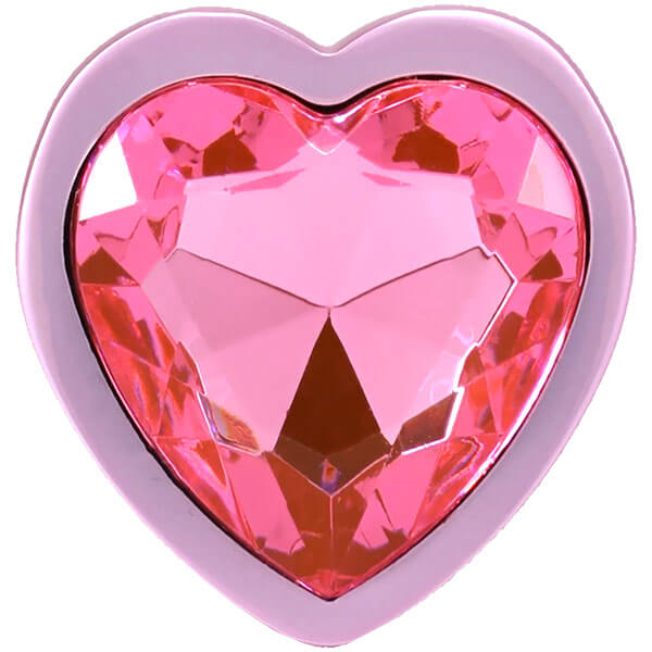 Booty Bling Metal Heart Plug - Medium - Pink-3