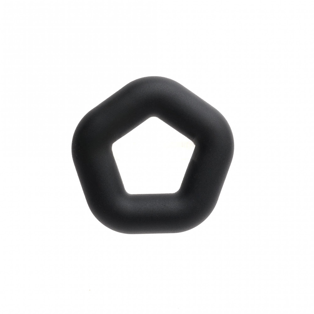 Sport Fucker Pentagon Silicone Cock Ring in black, designed for comfort and enhanced performance.