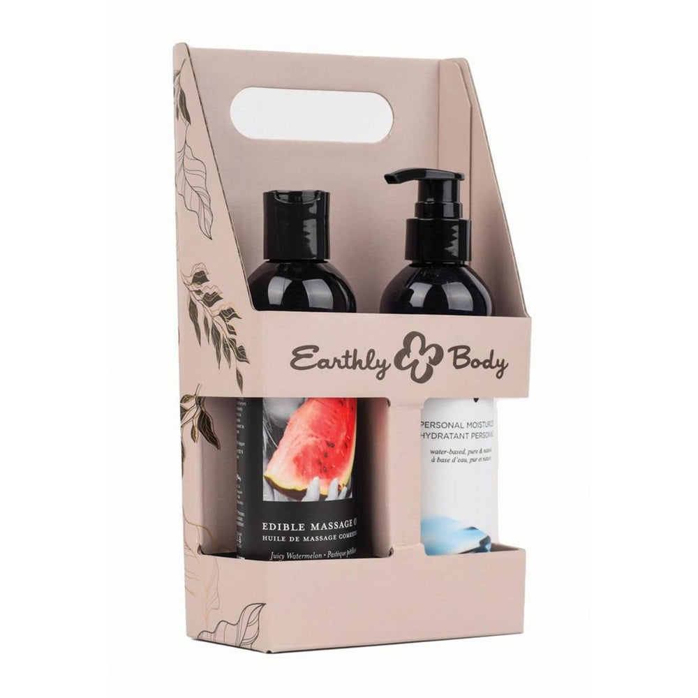 Hemp Seed By Night Waterslide And Watermelon Holiday Caddy featuring edible massage oil and personal lubricant.