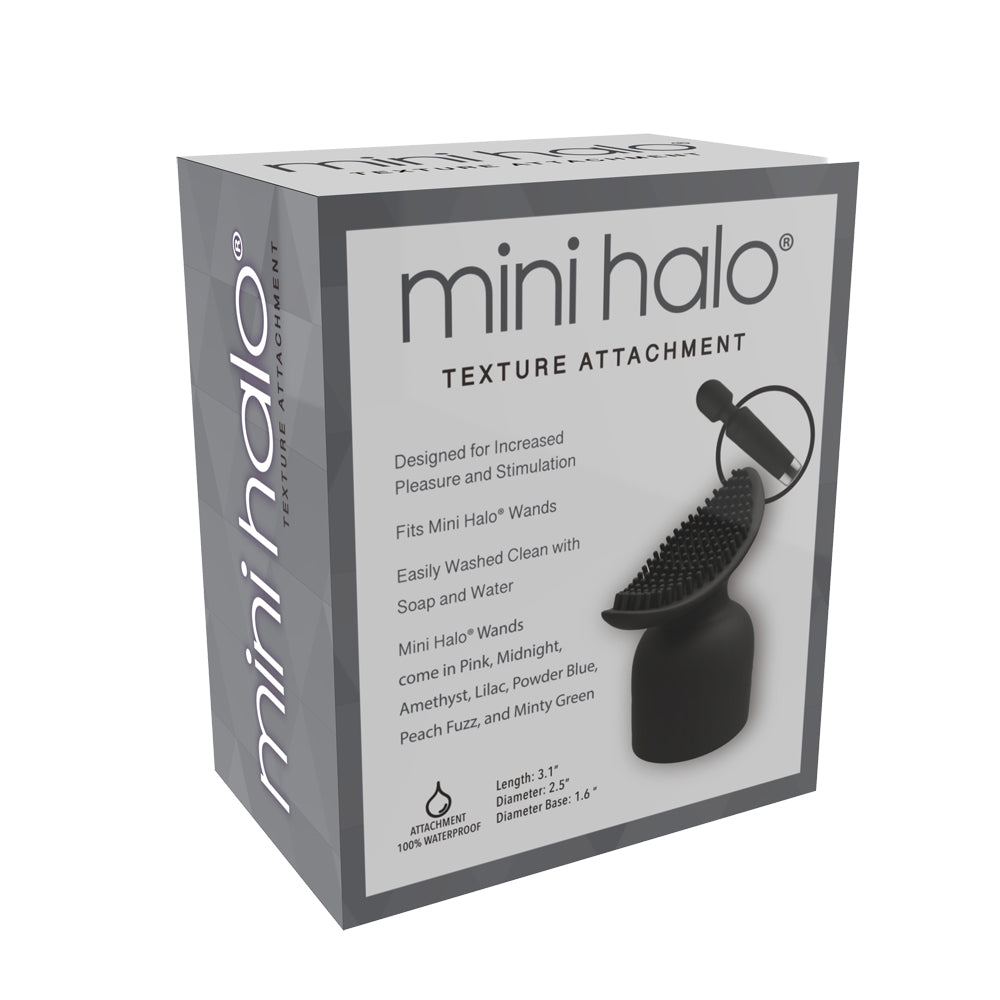 Shibari Mini Halo Texture Attachment packaging with product details and design information.