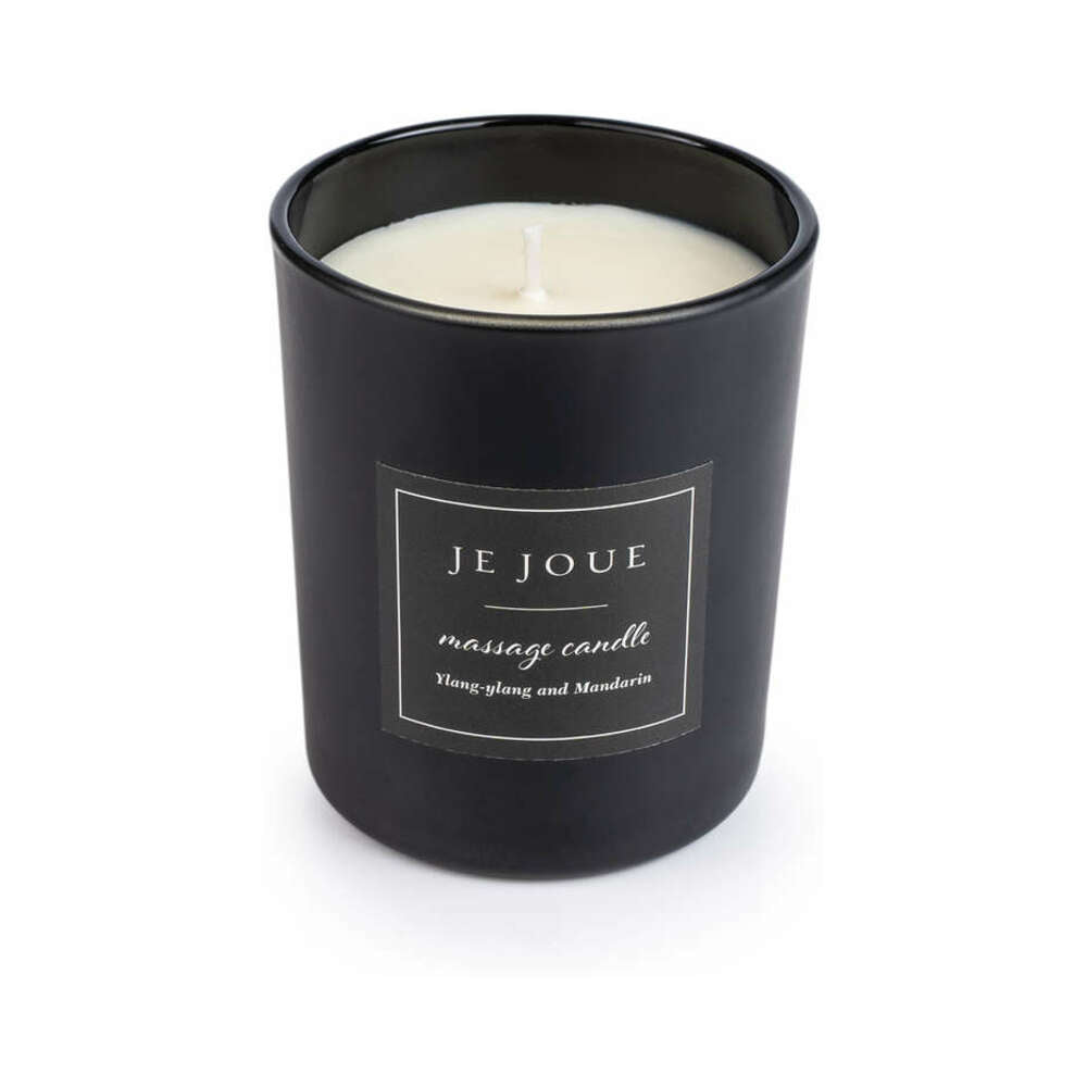 Je Joue The Naughty Collection 4-piece Gift Set massage candle in black container with Ylang-ylang and Mandarin scent.