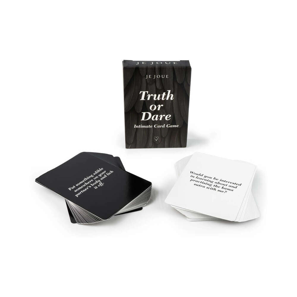 Je Joue The Naughty Collection 4-piece Gift Set Truth or Dare intimate card game with black and white cards.