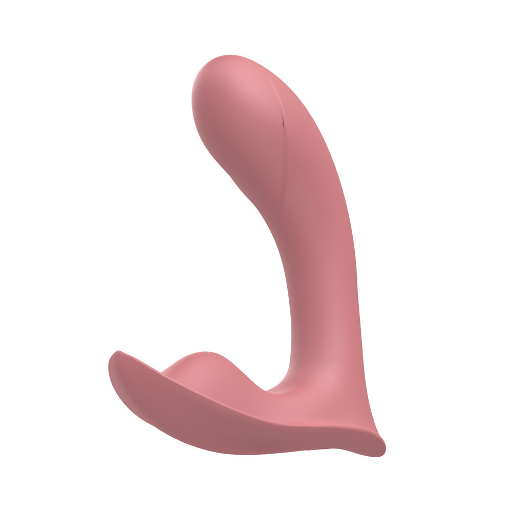 Luv Inc Pv71 Insertable Panty Vibrator Coral, soft pink curved vibrator designed for targeted internal pleasure.