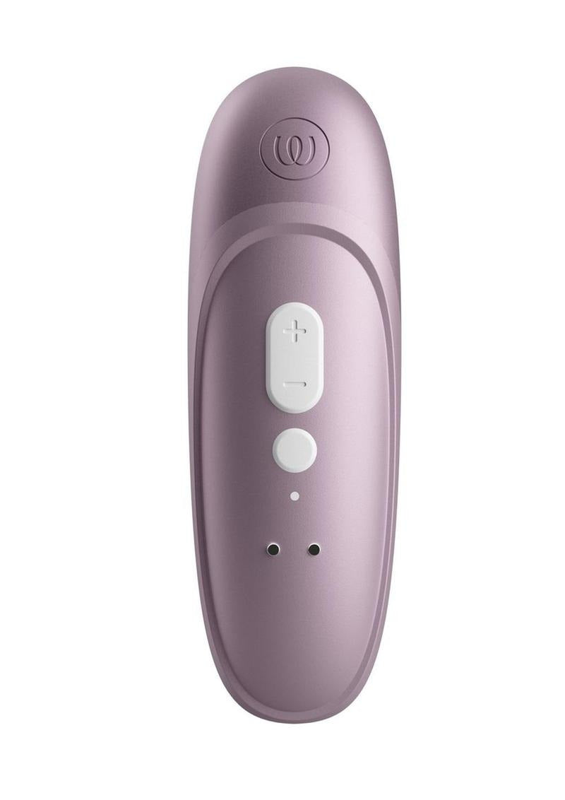 Womanizer Pro Air Pulse Clitoral Vibrator Lavender in soft lavender color with ergonomic design and control buttons.