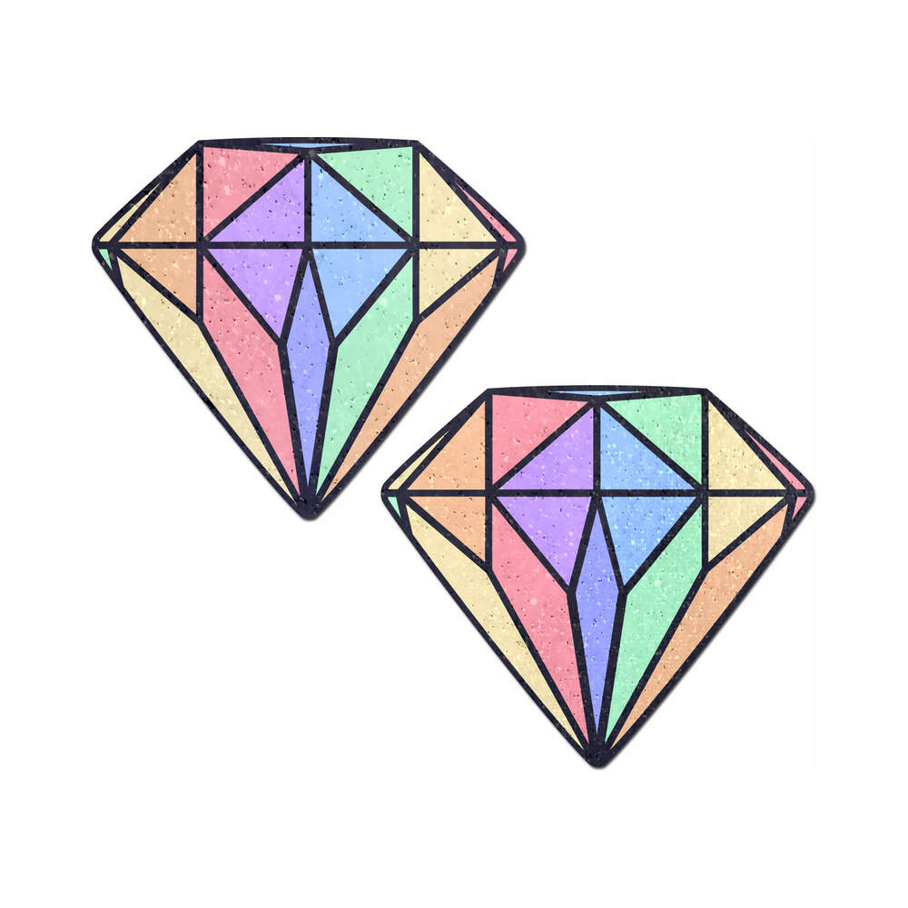 Pastease Gem Pastel Rainbow Diamond Nipple Pasties in colorful diamond shape design