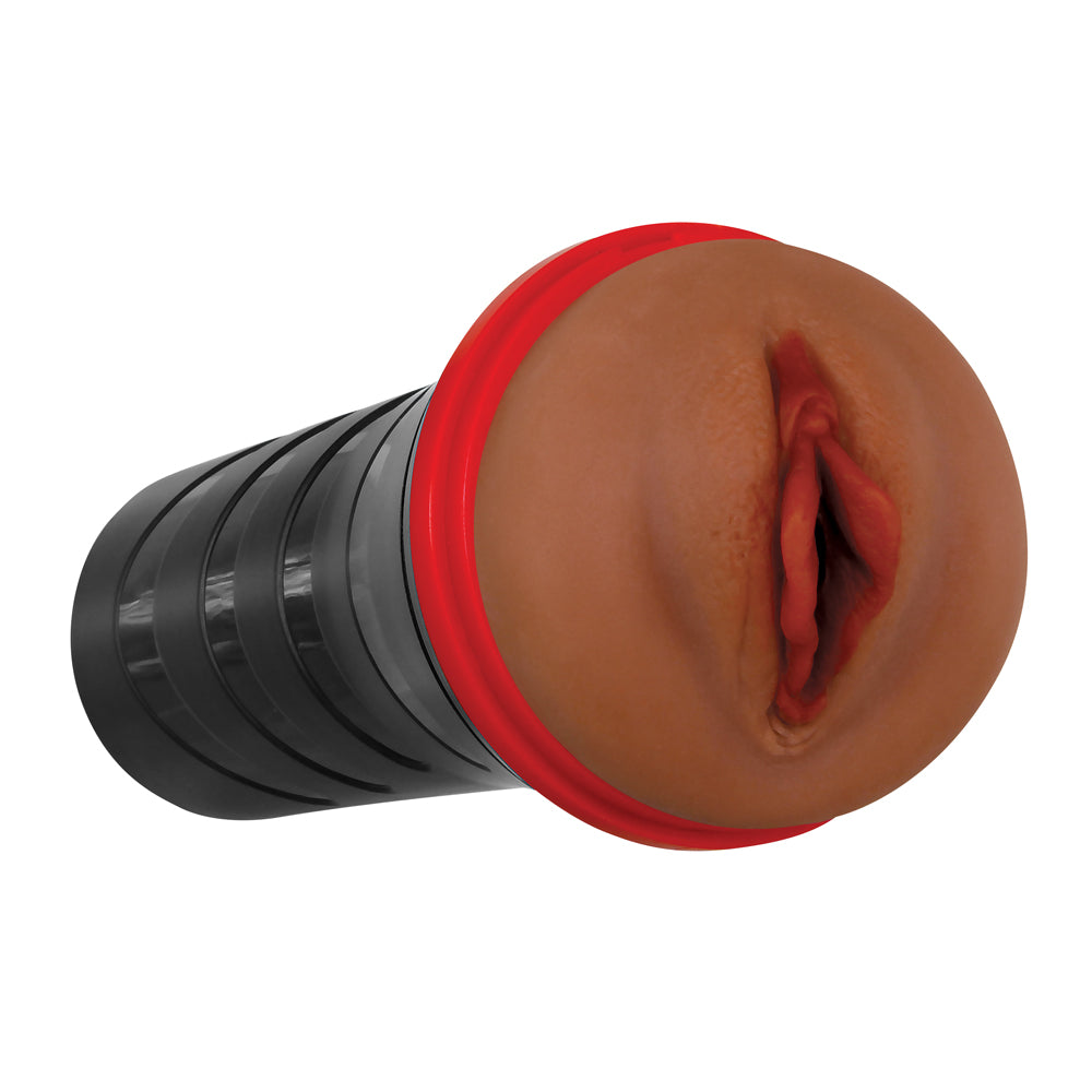 Zero Tolerance Pop On The Go Dark Vagina Stroker realistic design for enhanced solo pleasure.