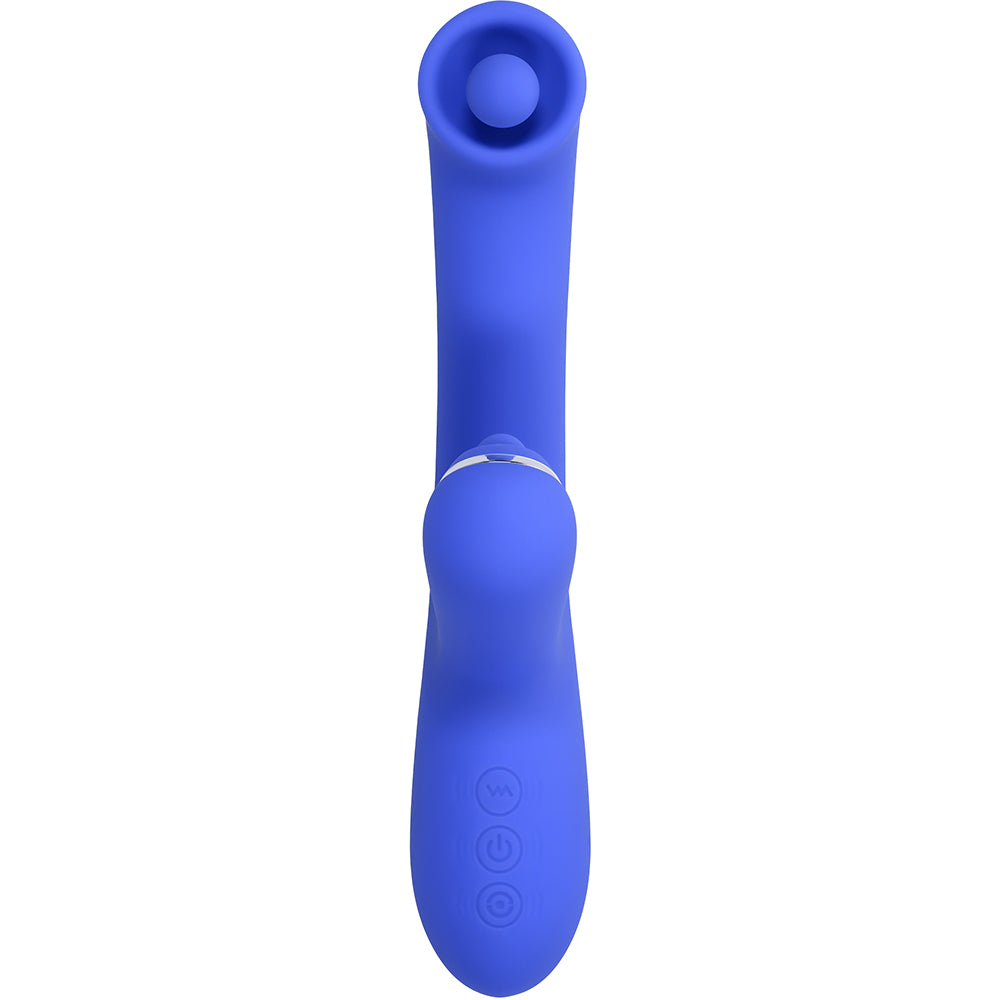 Evolved Oh Gee Silicone G-Spot Vibrator Blue features a spinning silicone ball and curved shaft for targeted pleasure.