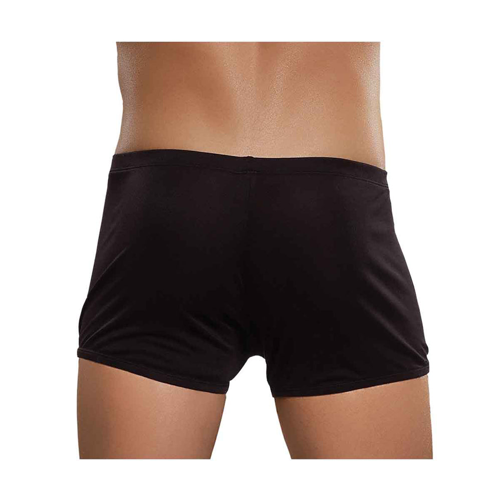 Male Power Tuxedo Boxer One Size Black showcased from the back, featuring a sleek black design.