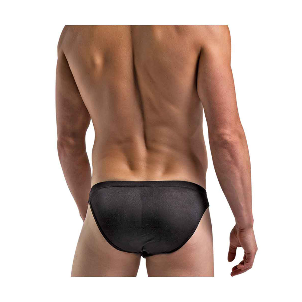 Male Power Toucan Bikini Black One Size showcased from the back on a male model, highlighting its snug fit.