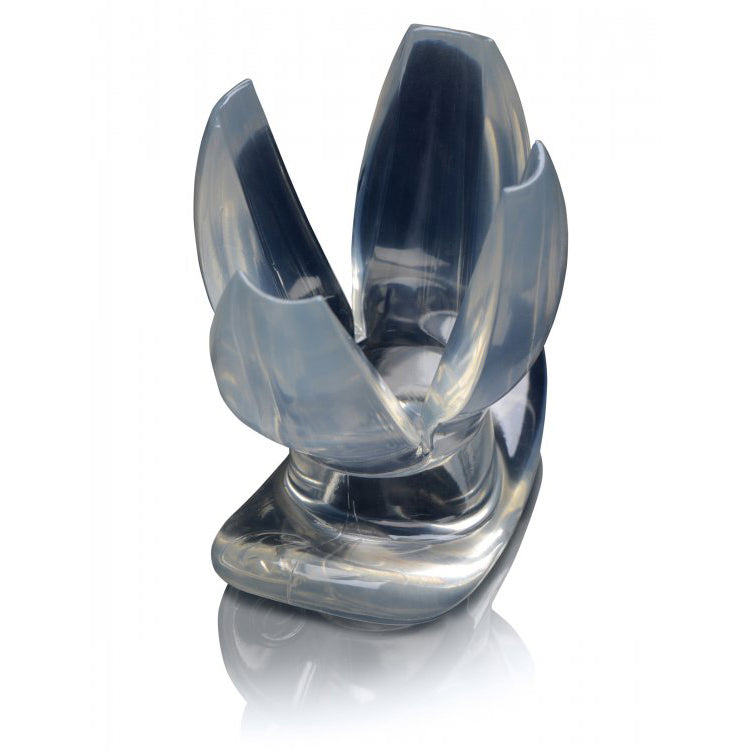 Master Series Clawed Expanding Clear Dilator with transparent design and flexible sections for customizable fit.