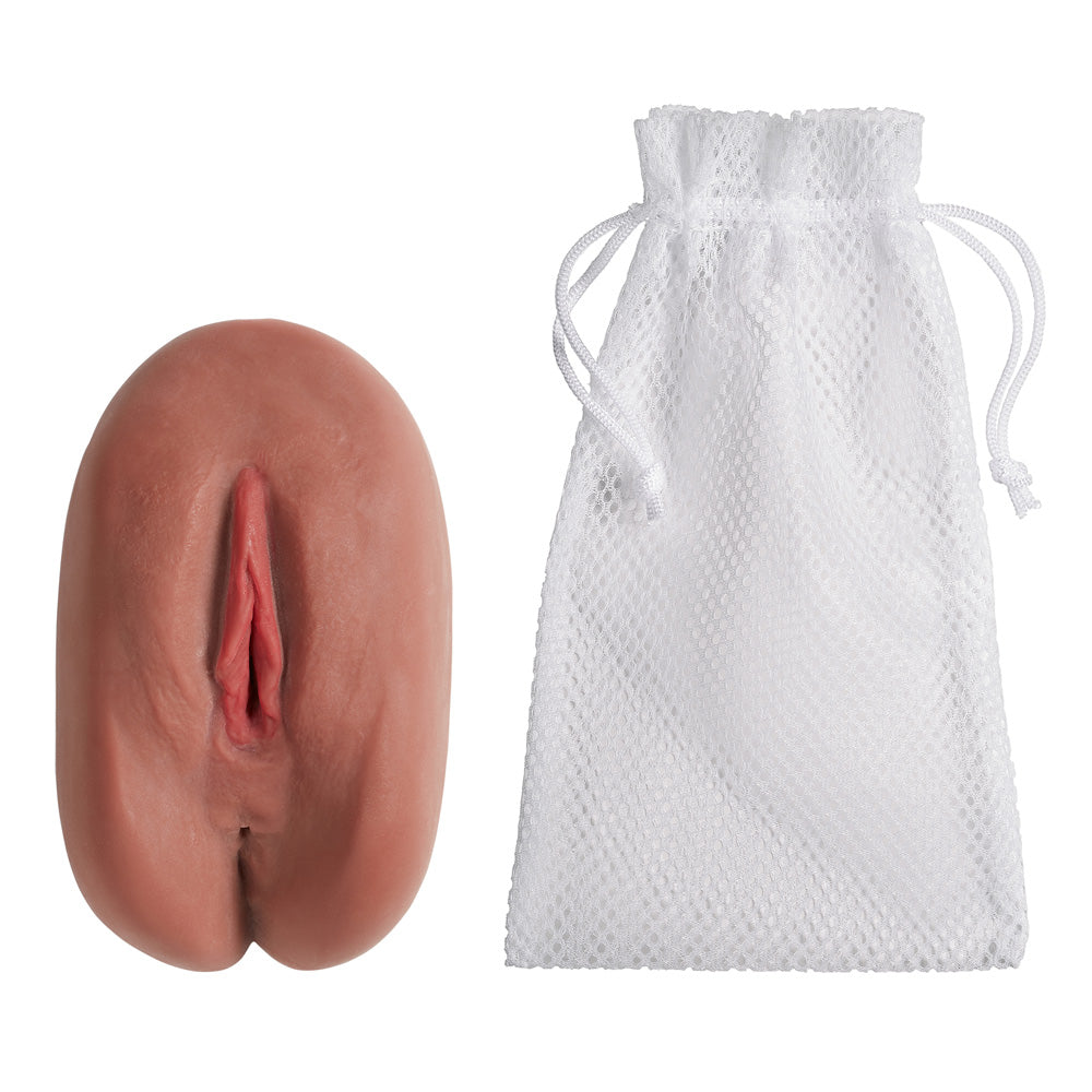 Cloud 9 Personal Pussy & Anal Body Mold Brown with storage bag for discreet use and easy handling.