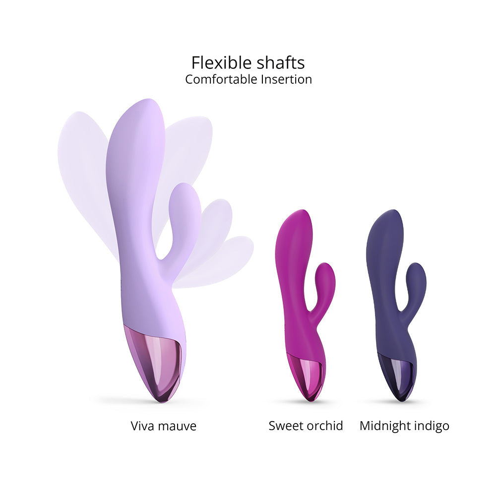 Love To Love Funky Bunny Baby Rabbit Vibrator Viva Mauve with flexible shafts for comfortable insertion.