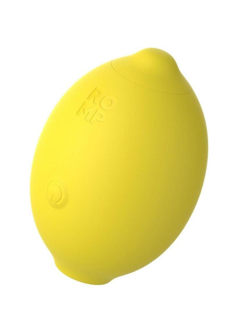 Romp Lemon Crush Air Suction Clitoral Stimulator in a playful lemon-inspired yellow design.