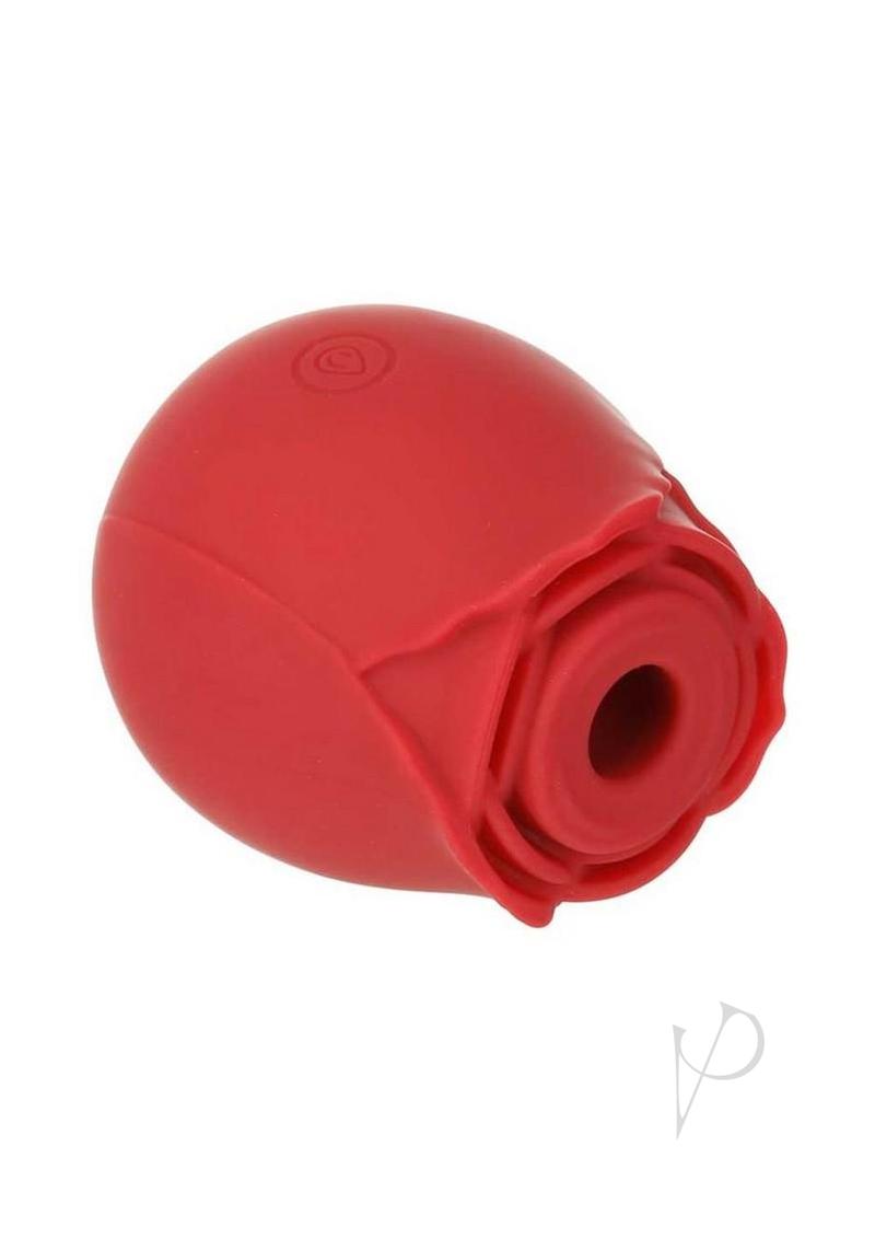 M`Lady Rose Silicone Clitoral Suction Stimulator Red in a soft rose design for targeted pleasure.