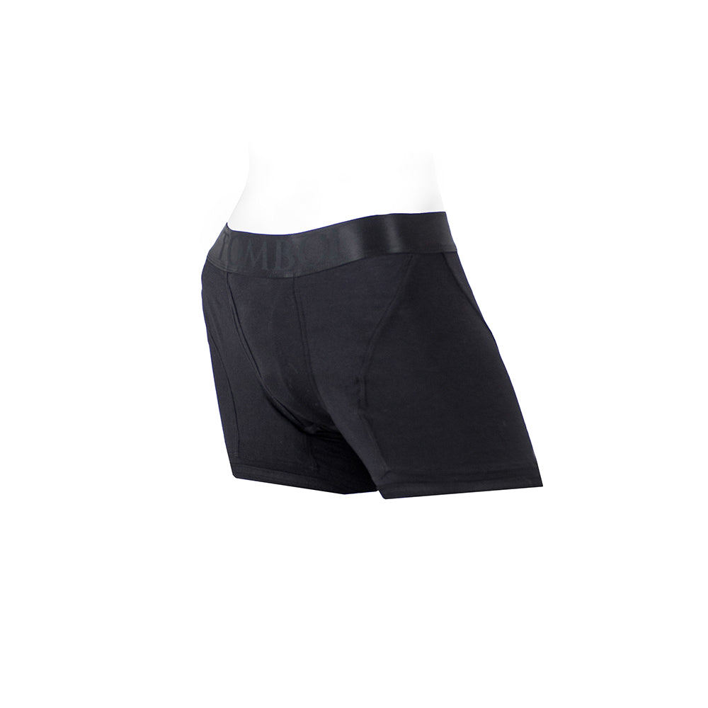 Spareparts Tomboii Rayon Boxer Briefs Harness Black Size 2XL displayed on a mannequin side view.